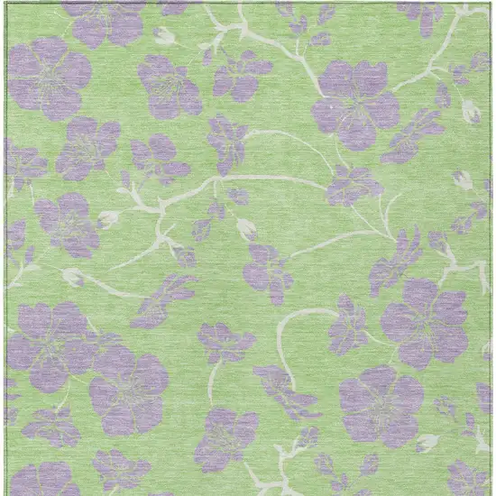 Mint Green Purple And Ivory Floral Washable Indoor Outdoor Area Rug Photo 7