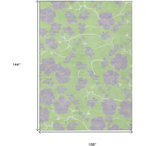 Photo of Mint Green Purple And Ivory Floral Washable Indoor Outdoor Area Rug