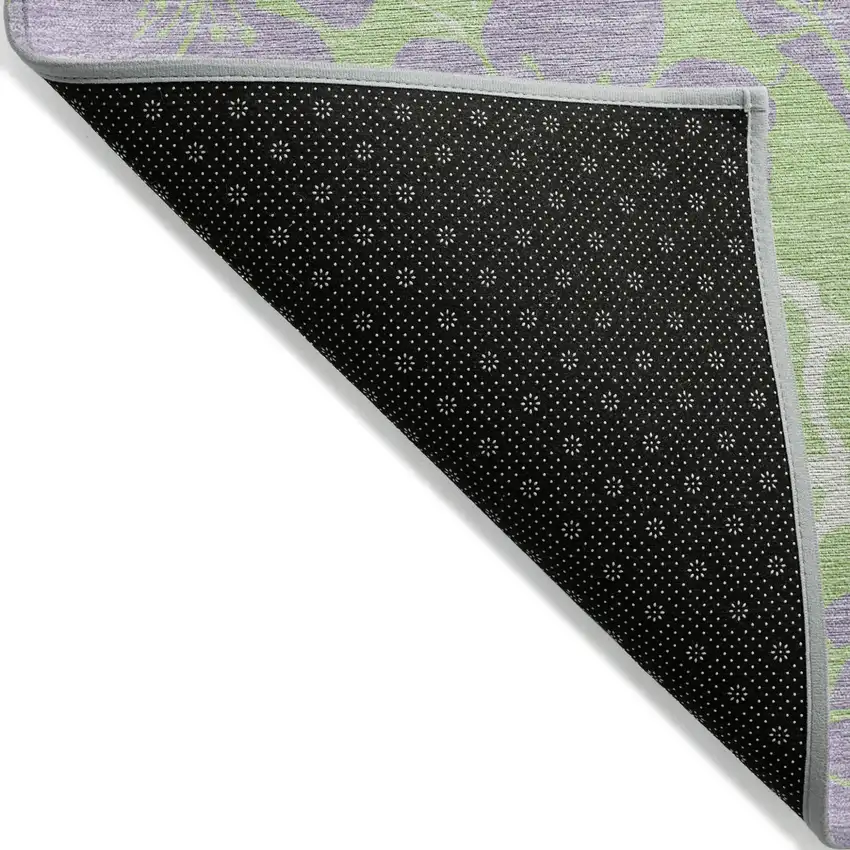 Mint Green Purple And Ivory Floral Washable Indoor Outdoor Area Rug Photo 4