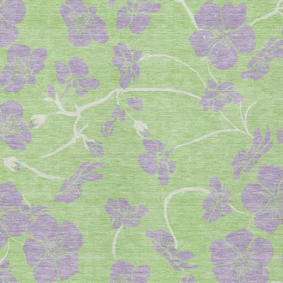 Mint Green Purple And Ivory Floral Washable Indoor Outdoor Area Rug Photo 7