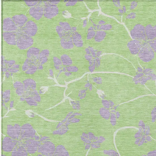 Mint Green Purple And Ivory Floral Washable Indoor Outdoor Area Rug Photo 7