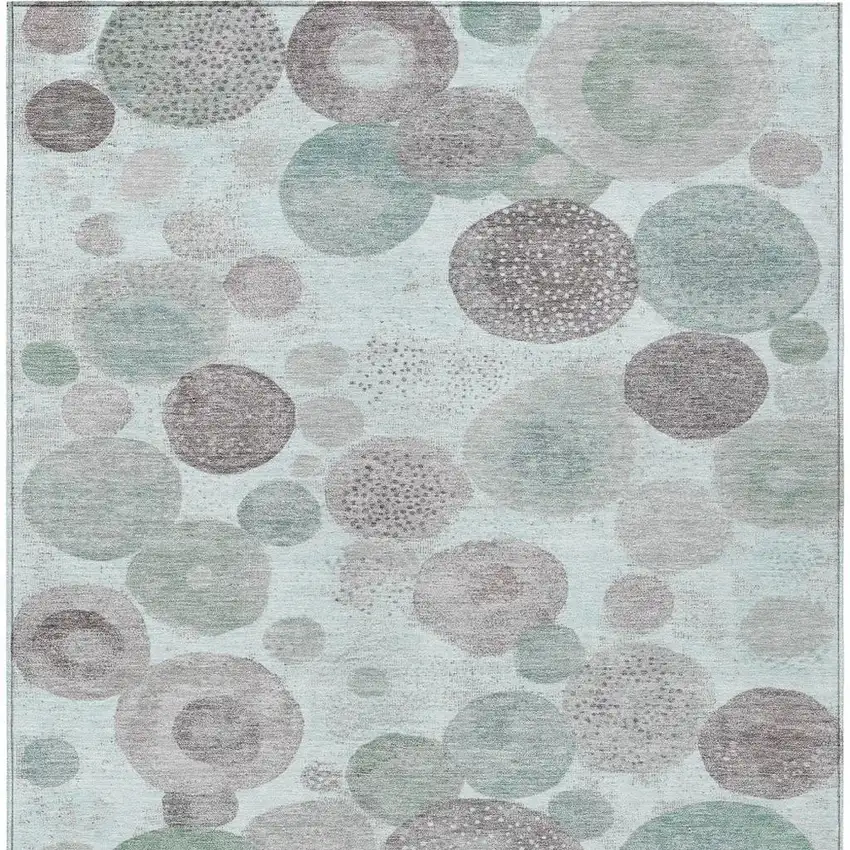 Mint Green Sage And Beige Geometric Washable Indoor Outdoor Area Rug Photo 4