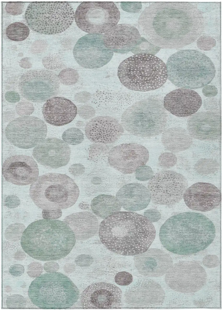Mint Green Sage And Beige Geometric Washable Indoor Outdoor Area Rug Photo 1