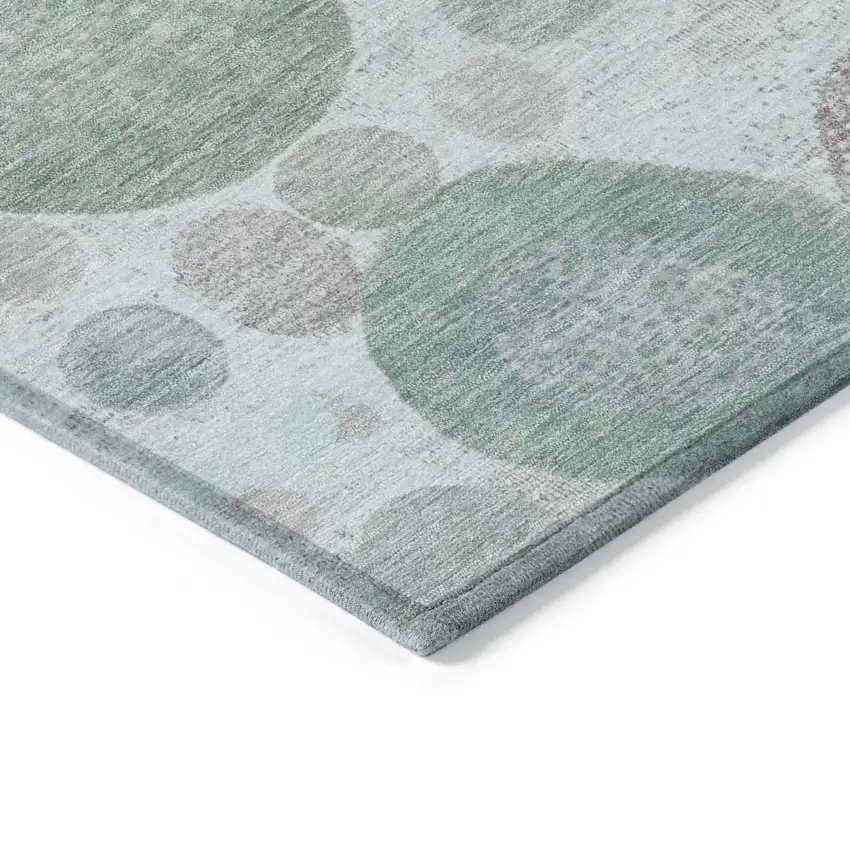 Mint Green Sage And Beige Geometric Washable Indoor Outdoor Area Rug Photo 9
