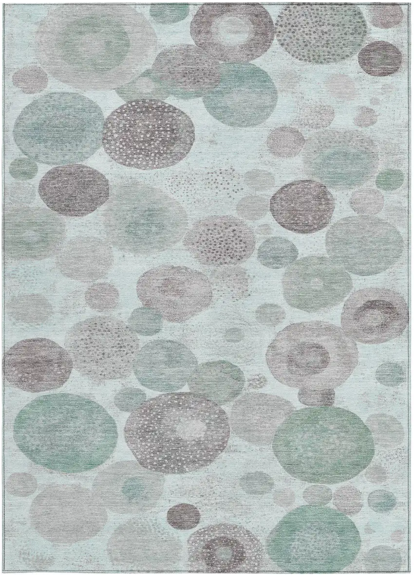 Mint Green Sage And Beige Geometric Washable Indoor Outdoor Area Rug Photo 3