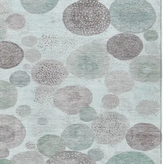 Mint Green Sage And Beige Geometric Washable Indoor Outdoor Area Rug Photo 4