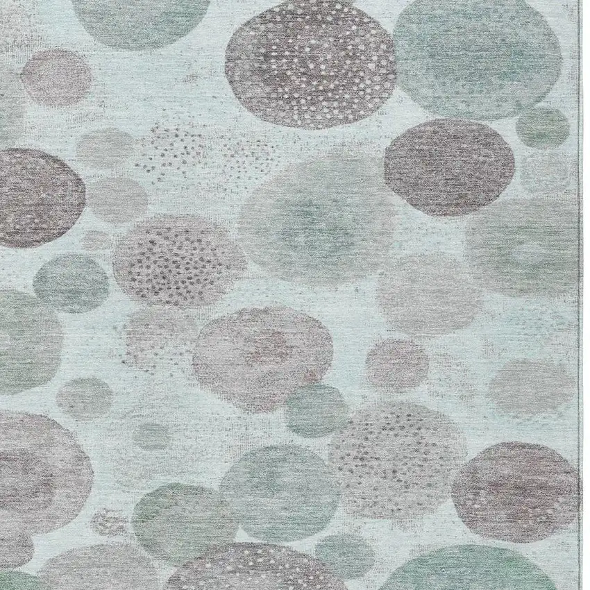 Mint Green Sage And Beige Geometric Washable Indoor Outdoor Area Rug Photo 4