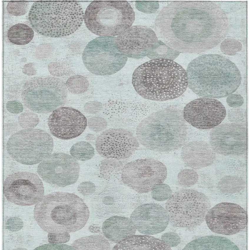 Mint Green Sage And Beige Geometric Washable Indoor Outdoor Area Rug Photo 9