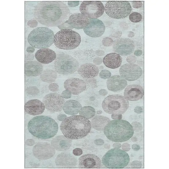 Mint Green Sage And Beige Geometric Washable Indoor Outdoor Area Rug Photo 3