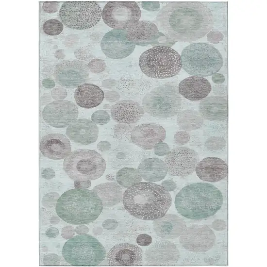 Mint Green Sage And Beige Geometric Washable Indoor Outdoor Area Rug Photo 1