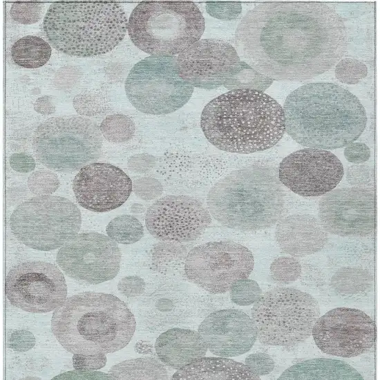 Mint Green Sage And Beige Geometric Washable Indoor Outdoor Area Rug Photo 4