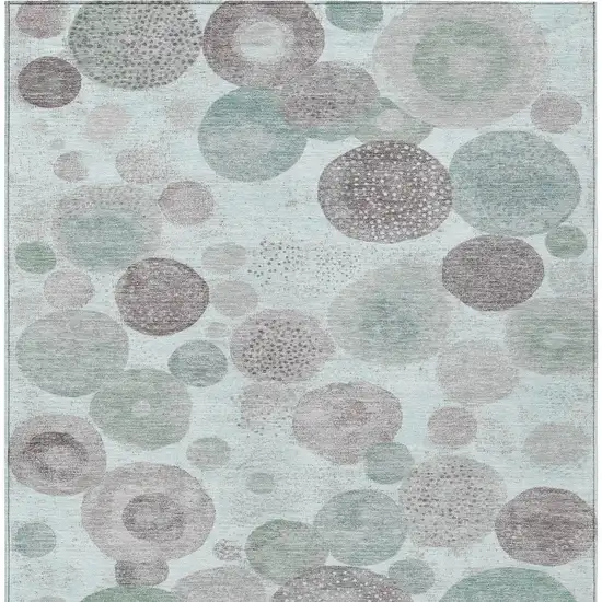 Mint Green Sage And Beige Geometric Washable Indoor Outdoor Area Rug Photo 9