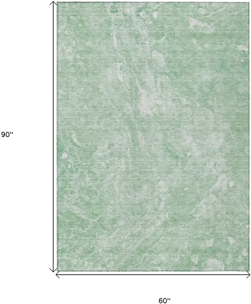 Mint Green Sage And Ivory Abstract Washable Indoor Outdoor Area Rug Photo 3