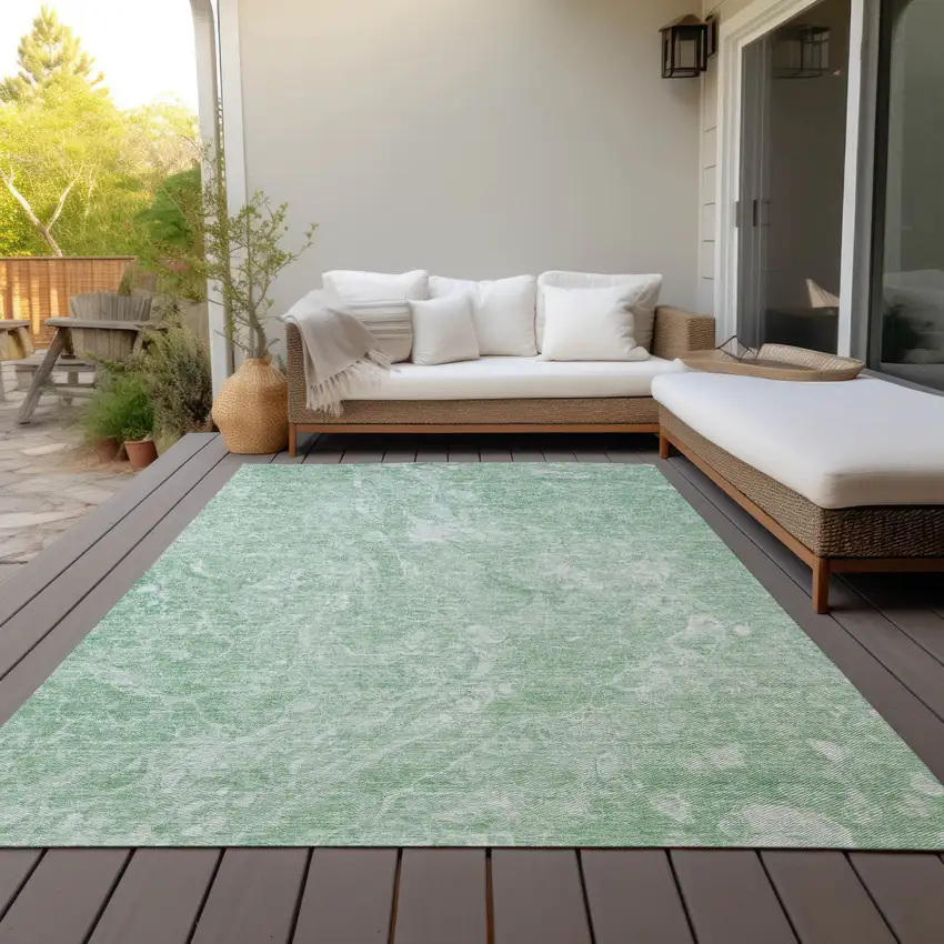 Mint Green Sage And Ivory Abstract Washable Indoor Outdoor Area Rug Photo 8