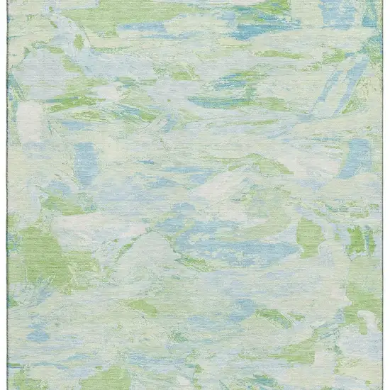 Mint Green Sky Blue And Ivory Abstract Washable Area Rug With UV Protection Photo 3
