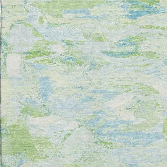 Mint Green Sky Blue And Ivory Abstract Washable Area Rug With UV Protection Photo 2