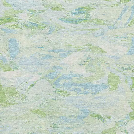 Mint Green Sky Blue And Ivory Abstract Washable Area Rug With UV Protection Photo 2