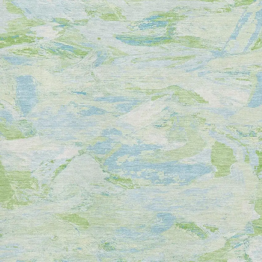 Mint Green Sky Blue And Ivory Abstract Washable Area Rug With UV Protection Photo 2