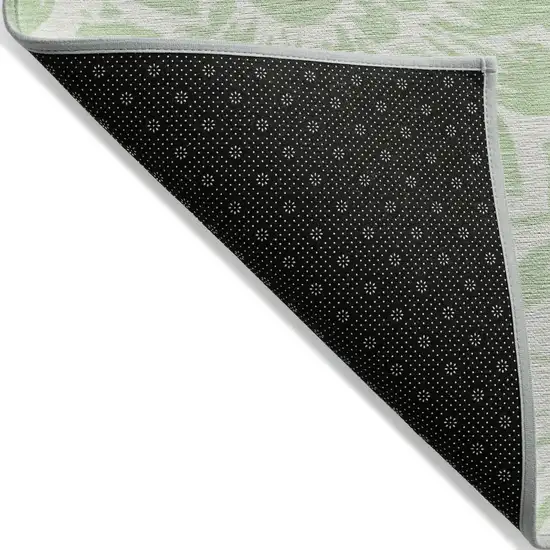 Mint Green and Ivory Floral Washable Non Skid Indoor Outdoor Area Rug Photo 5