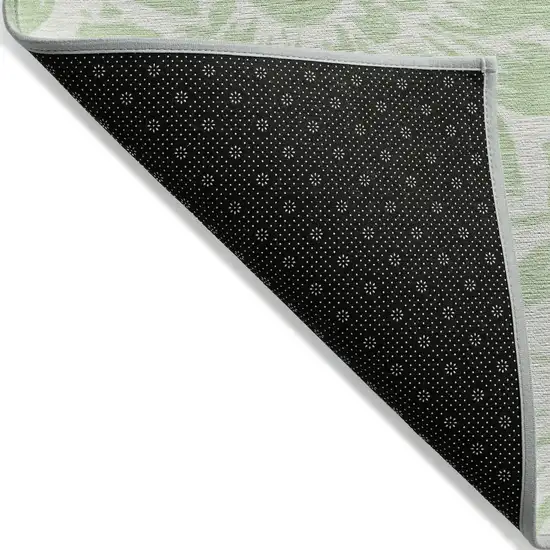 Mint Green and Ivory Floral Washable Non Skid Indoor Outdoor Area Rug Photo 6