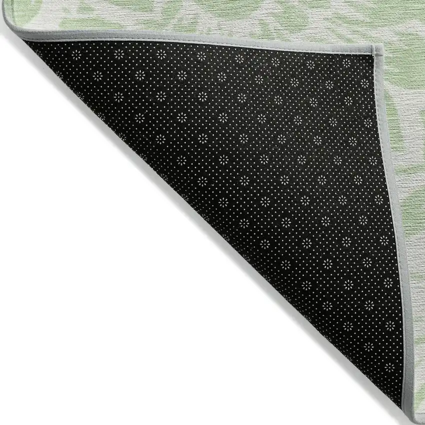 Mint Green and Ivory Floral Washable Non Skid Indoor Outdoor Area Rug Photo 6