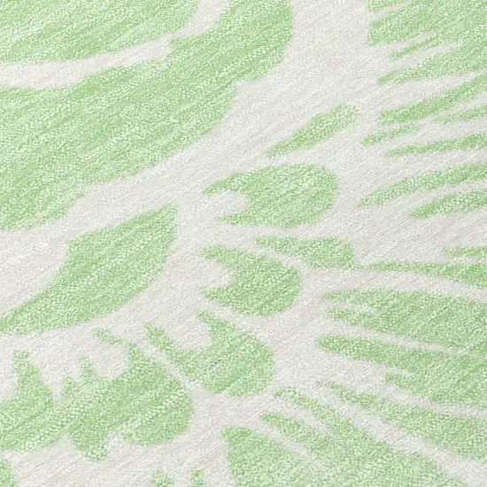 Mint Green and Ivory Floral Washable Non Skid Indoor Outdoor Area Rug Photo 8