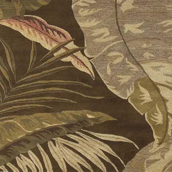Brown And Beige Wool Botanical Leaves Hand Tufted Area Rug Photo 5