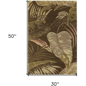 Photo of Mocha Brown Hand Tufted Tropical Leaves Indoor Area Rug