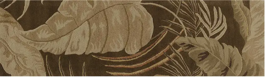 Mocha Brown Hand Tufted Tropical Leaves Indoor Runner Rug Photo 2