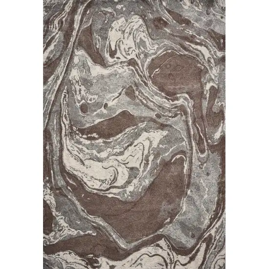 Mocha Brown Machine Woven Abstract Watercolor Indoor Area Rug Photo 5