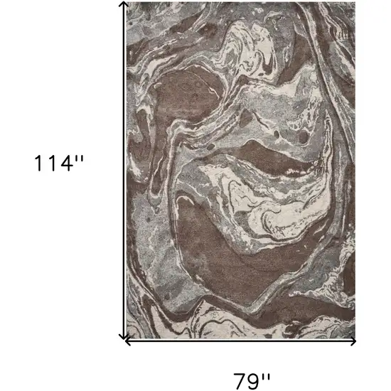 Mocha Brown Machine Woven Abstract Watercolor Indoor Area Rug Photo 3