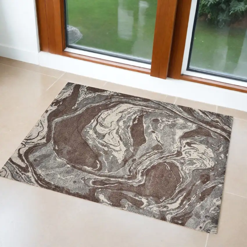 Brown Abstract Area Rug Photo 1