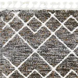 Photo of Mocha Brown Machine Woven Space Dyed Geometric Diamond Pattern Indoor Area Rug