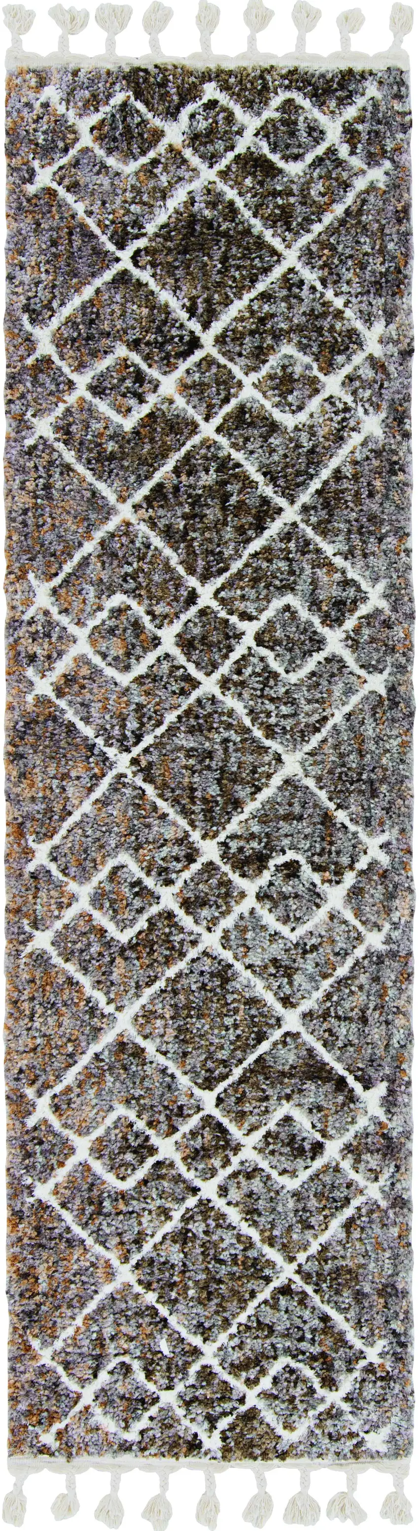 Mocha Brown Machine Woven Space Dyed Geometric Diamond Pattern Indoor Area Rug Photo 2