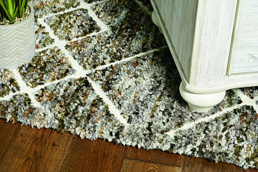 Mocha Brown Machine Woven Space Dyed Geometric Diamond Pattern Indoor Area Rug Photo 4
