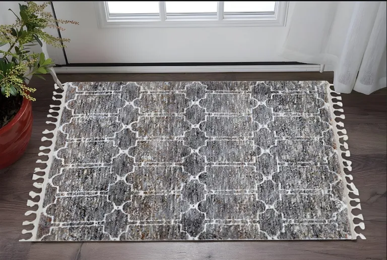 Mocha Brown Machine Woven Space Dyed Geometric Indoor Area Rug Photo 2
