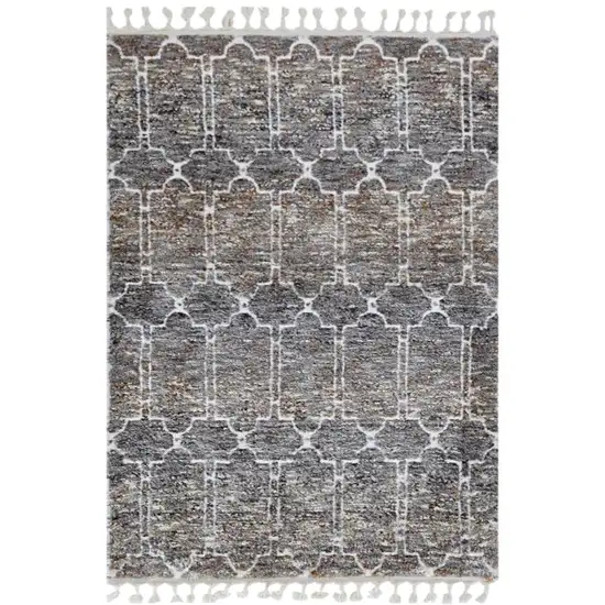 Gray and Ivory Geometric Area Rug Photo 2
