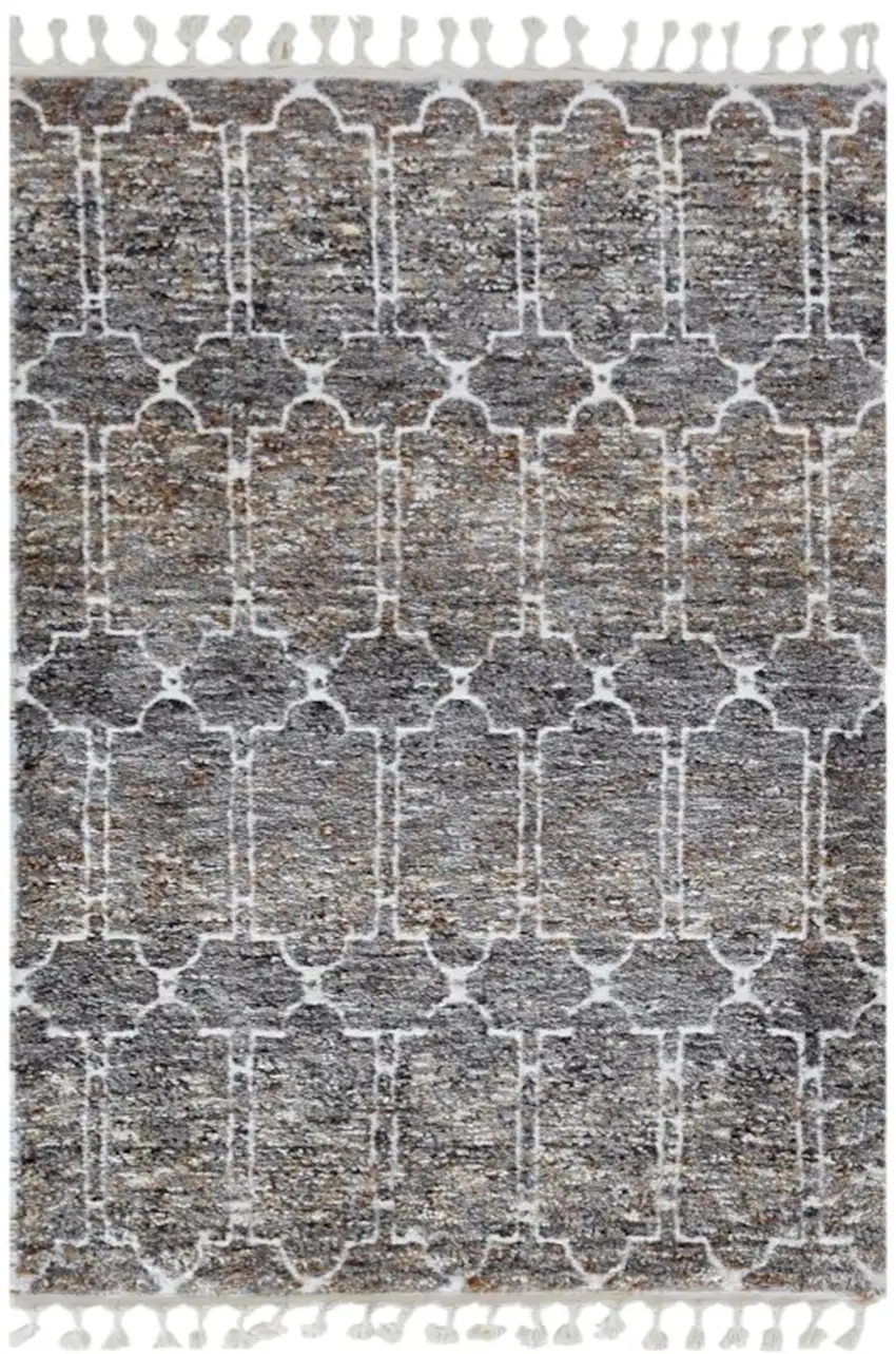 Gray and Ivory Geometric Area Rug Photo 2