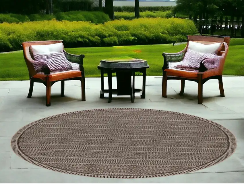 Mocha Geometric Pattern Indoor Outdoor Area Rug Photo 1