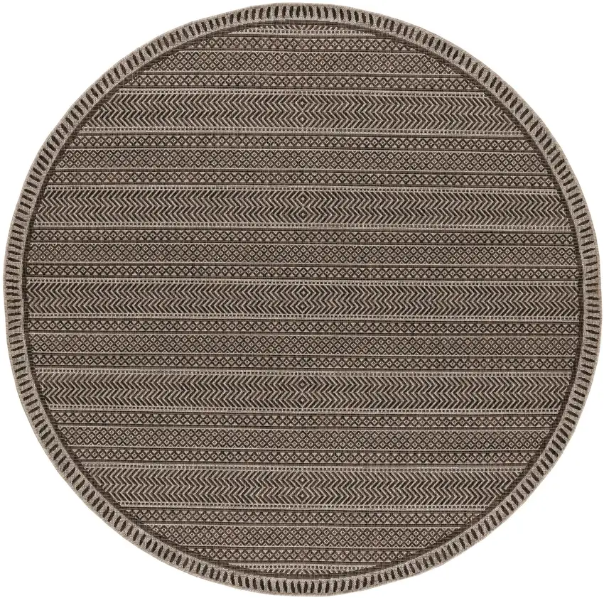 Mocha Geometric Pattern Indoor Outdoor Area Rug Photo 2