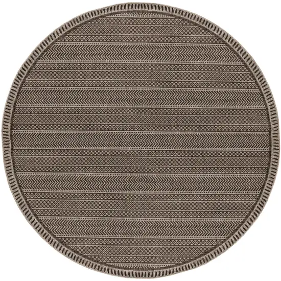 Mocha Geometric Pattern Indoor Outdoor Area Rug Photo 2