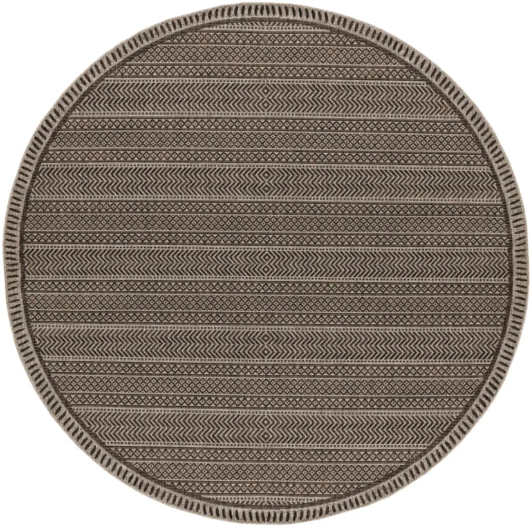 Mocha Geometric Pattern Indoor Outdoor Area Rug Photo 2