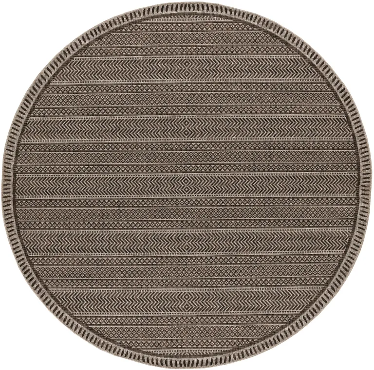 Mocha Geometric Pattern Indoor Outdoor Area Rug Photo 4