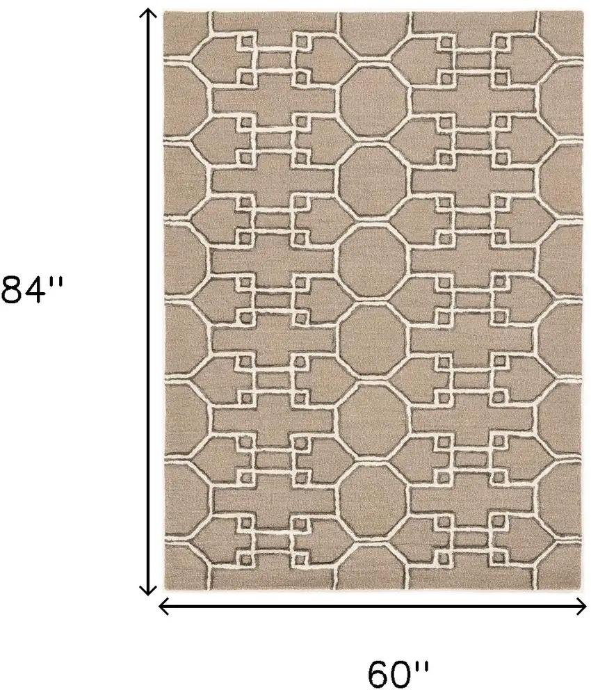 Gray and Ivory Wool Geometric Hand Tufted Area Rug Photo 3