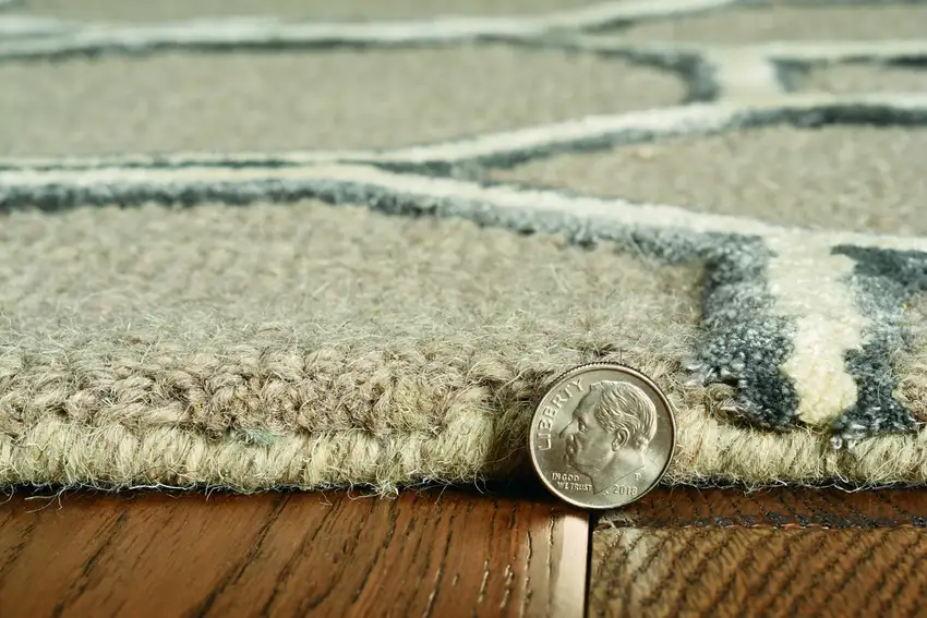 Mocha Geometric Pattern Wool Indoor Area Rug Photo 5