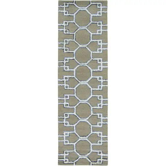 Mocha Geometric Pattern Wool Indoor Area Rug Photo 3