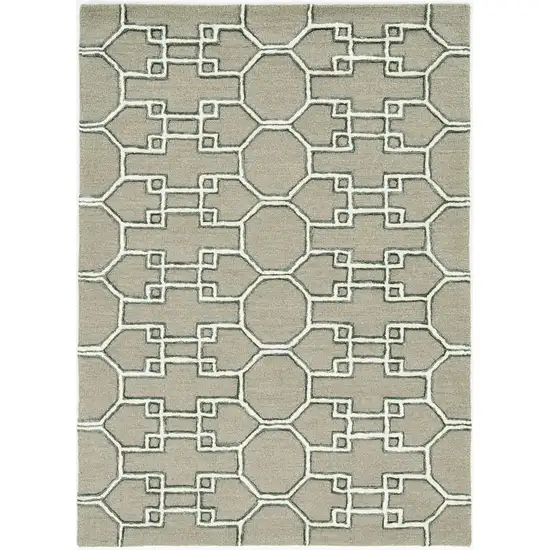 Mocha Geometric Pattern Wool Indoor Area Rug Photo 2