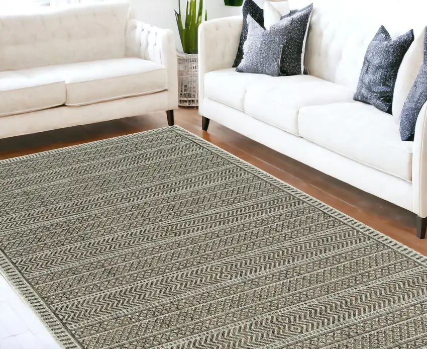 Mocha Geometric Patterns Indoor Area Rug Photo 1