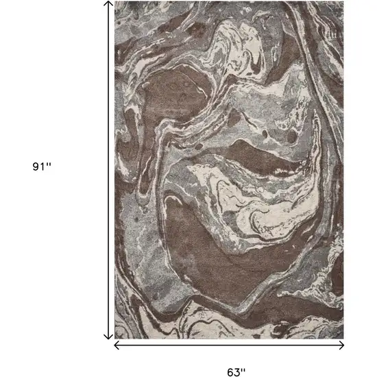 Brown And Ivory Abstract Area Rug Photo 3