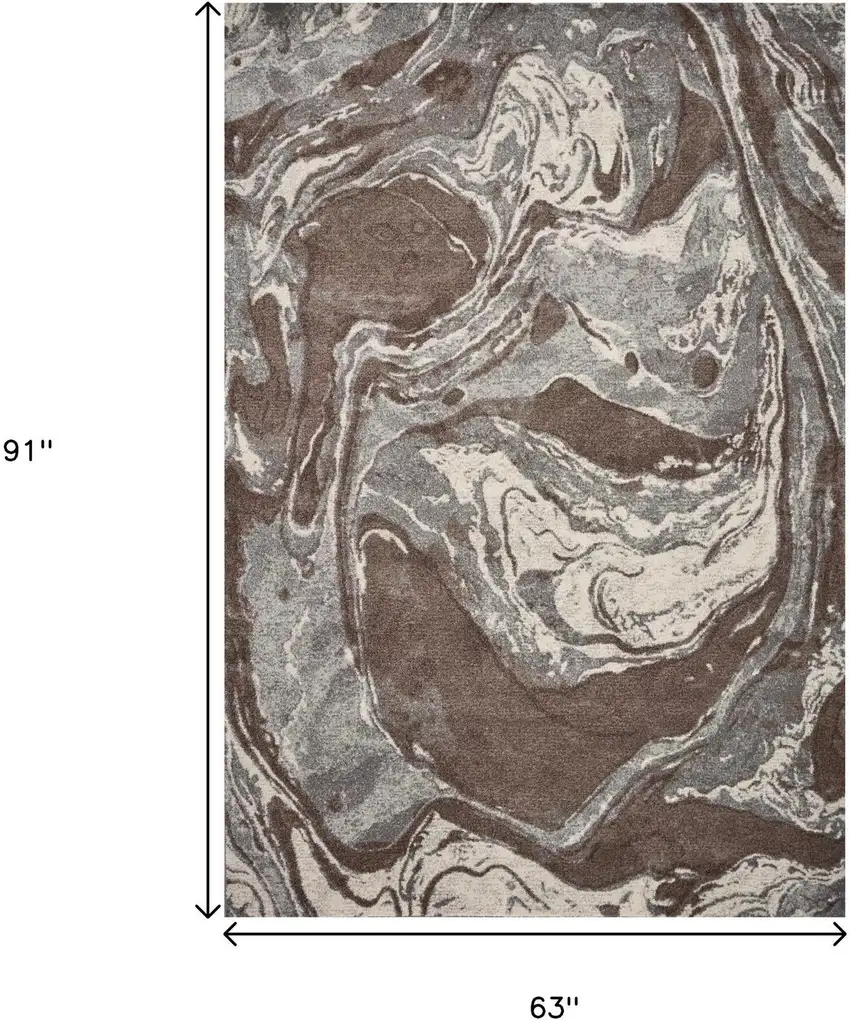 Brown And Ivory Abstract Area Rug Photo 3